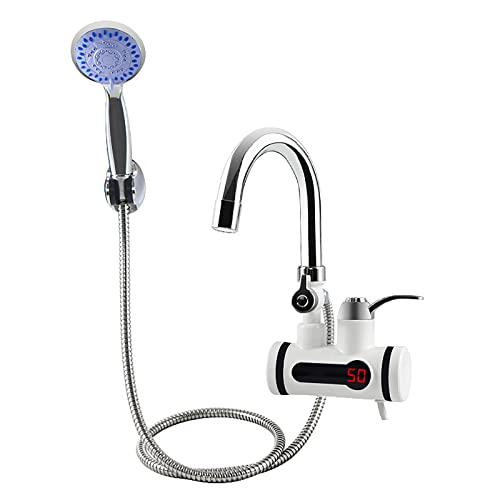 Grifo De Calentador De Agua Eléctrico Para Ducha, Calentador De Agua Instantáneo De 220 V Con Pantalla LED Digital, Grifo De Baño, Grifo De Cocina Con Cabezal De Ducha, 3000Q,Lateral bend