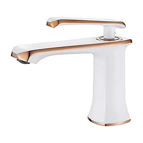 GRIFEMA G1001W Lyon - Griferia Monomando Lavabo, Grifo de Baño, Blanco [Exclusivo en Amazon]