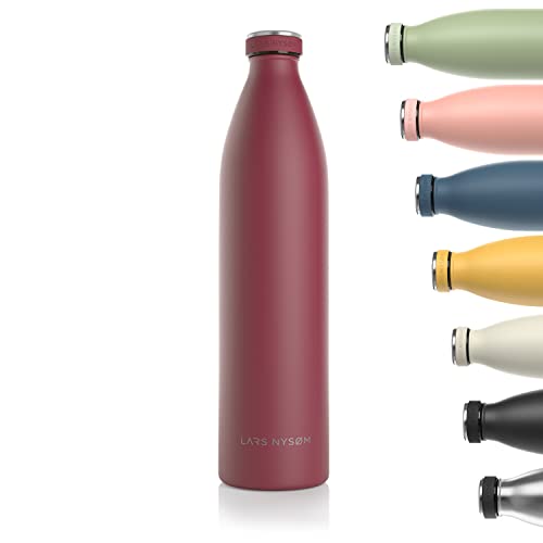 LARS NYSØM Botella de Acero Inoxidable de 1500ml | Botella aislada 1.5l sin BPA | Botella de Agua 1.5 litro a Prueba de Fugas para Deportes, Bicicleta, Perro, bebé, niños