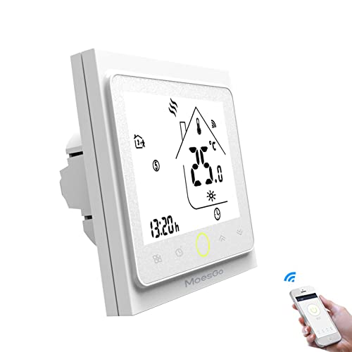 MoesGo Termostato para calentadores de gas natural y regulador de temperatura activado por wifi para hogar digital, compatible con las apps Smart Life y Tuya, y con Alexa y Google Home