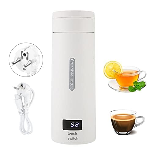 Viaje de Taza de Agua eléctrica, hervidor portátil, calefacción eléctrica, Taza de Agua, Mini Dormitorio, hogar, hogar, Taza de calefacción portátil para Viajar (Blanco)
