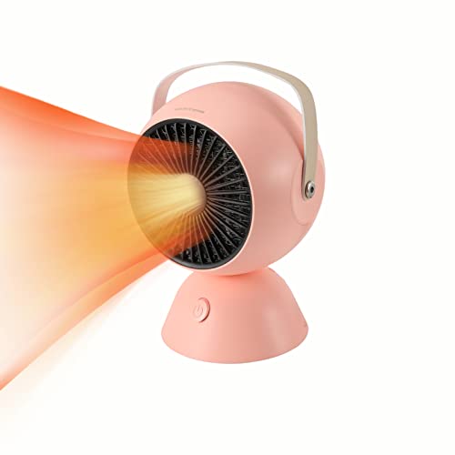 Gugxiom Mini Calentador de Espacio, Calentador de Cerámica Eléctrico de 1300 W, Calentador de Oficina Pequeño Portátil, Calentamiento Rápido de 3 S, Termostato Inteligente, para el Hogar,(Rosa)