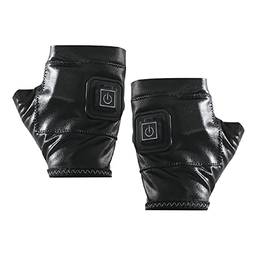 Guantes De Calentamiento Eléctrico Y Juego De Control Eléctrico para Hombres Medio Calentado Recargable Paradas De Calentamiento Guantes De Mujer Temperatura Montar Dedo Oficina (Black, One Size)