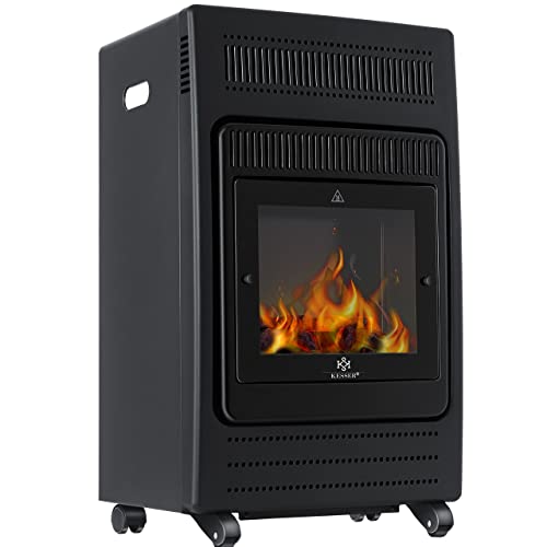 KESSER® Calentador de Gas, Calentador Radiante 3,4 kW, Chimenea de Gas Incl. regulador de presión de Gas y Manguera de Gas, infrarrojo 3400W, Calentador Radiante de Gas, Botellas de Gas butano, Negro