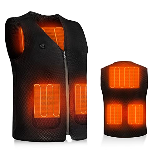 Unipampa Chaleco Calefactable Hombre Mujer, Chaleco Térmico Calefactables, USB Chaqueta Calefactable Eléctrico, Chaleco Calentado 5 Zonas, 3 temperaturas regulables, para Exteriores, Senderismo, Moto