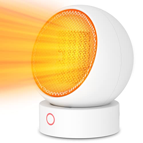 HandFan Portátil Calefactor Cerámico 1000 W, calentador eléctrico personal pequeño y lindo, funcionamiento silencioso, Protección contra sobrecalentamiento, para baño, dormitorio(Blanco)