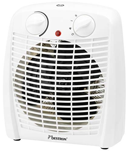 Bestron AFH211W Calefactor, Termostato, Control de Temperatura, 1000 Vatios, 2000 W, Plástico, Blanco