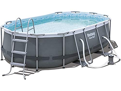 BESTWAY 956620 - Piscina Desmontable Tubular Power Steel Oval 427x250x100 cm Depuradora de Cartucho de 2.006 litros/hora