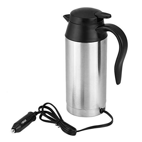 Hervidor de agua eléctrico, 750 ml 12 V Coche de acero inoxidable Encendedor de cigarrillos Calentador Hervidor Taza Termos de viaje eléctricos para calentar Agua Café Leche Té
