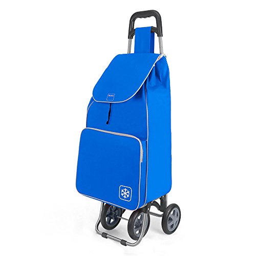 Metaltex Aloe - Carrito de compras con bolsa aislante y 4 ruedas, 48 litros, azul, 120 x 60 x 6 cm