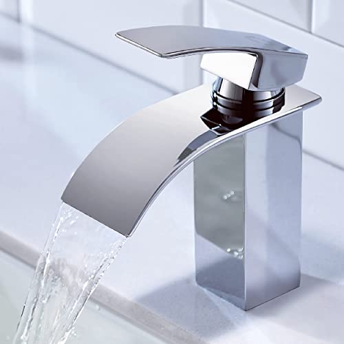 Grifo Lavabo, CECIPA Grifo Lavabo Cascada Baño con Altura de Salida de Agua 84 mm Grifo Cascada Monomando Lavabo en Acero inoxidable Mezclador Lavabo Ajustable de Agua Caliente y Frío