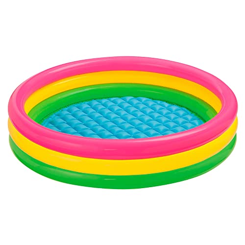 Piscina hinchable intex 3 aros sunset 114 x 25 cm, color Rosa, Amarillo, Verde