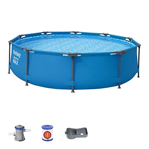 BESTWAY 56408 - Piscina Desmontable Tubular Steel Pro Max 305x76 cm Redonda con Depuradora Cartucho 1.249 L/H, Válvula de Drenaje y Fácil Instalación 4.678 litros