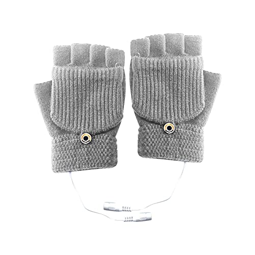 Calderas De Gas Estancas Guantes eléctricos Gruesos de vellón Solapa Medio Dedo Guantes eléctricos Equipo para Exteriores Guantes calefactores Radiadores De Calefacción De (Grey, One Size)