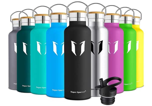 Super Sparrow Botella Agua Acero Inoxidable - Botella de Agua Deportes 750ml - Botella Termica Boca Estándar - Sin BPA, para Niños & Adultos, Deporte, Oficina, Yoga, Ciclismo