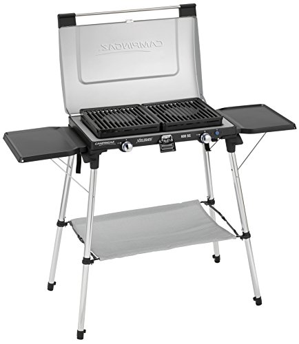 Campingaz 600 SG, estufa de camping con parrilla y soporte, cocina de gas compacta para exteriores, quemadores con protección contra el viento, tiempo de cocción extra rápido, almacenamiento compacto