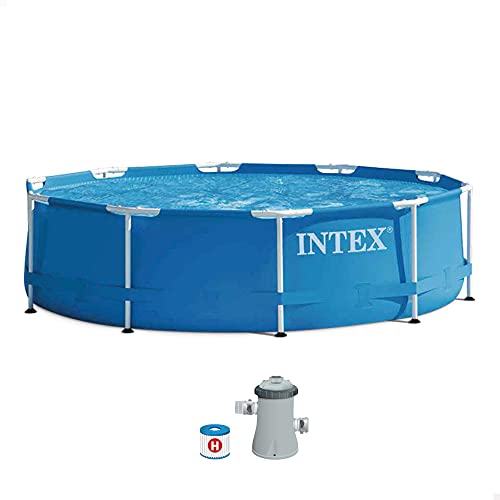 Intex 28202UK 10ft x 30in Metal Frame Swimming Pool with Filter Pump, 4,485 liters, Blue, 305x76 cm