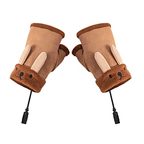 H.eternal Guantes de calefacción USB para otoño e Invierno, Guantes de Oficina cálidos, Guantes de calefacción eléctrica, Guantes cálidos de Medio Dedo con Precio De Termo Eléctrico (D, One Size)