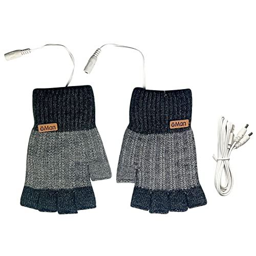 NJGRAE Guantes cálidos eléctricos de Invierno, Guantes USB de Felpa, Guantes de calefacción eléctrica alimentados por USB, Guantes de calefacción Termo Gas Natural (Grey, One Size)