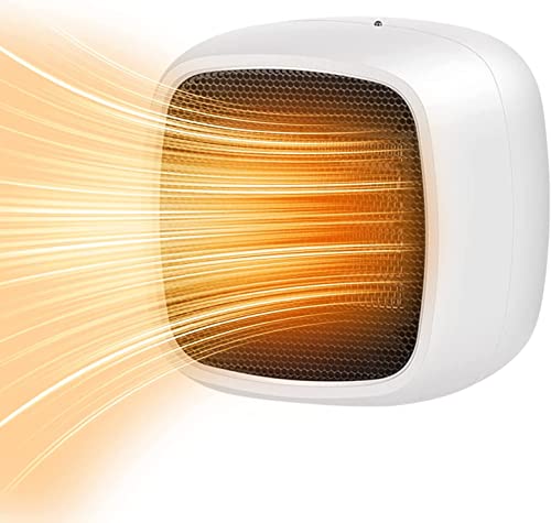 Calefactor Cerámico,Calefactor Pequeño,800W Calefactores bajo Consumo,Calefactor Electrico Portatil,con 2 Modos, Silencioso,Protecciónes Múltiples, Oscilación para Casa, Oficina-Blanco