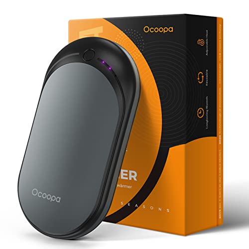 OCOOPA Calentador de Manos de 5200 mAh Recargable, Calentador de Bolsillo eléctrico portátil, 10 Horas de Larga duración, Puerta térmica, Golf, Camping, para Mujeres, Hombres-Gris