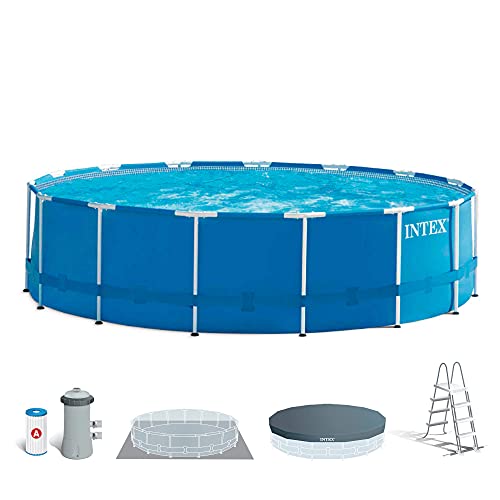 Intex 28242NP - Piscina desmontable metal frame intex 457x122 cm 16.805 litros, Color Azul y blanco