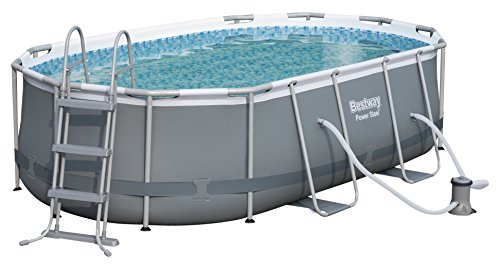 BESTWAY 56620 - Piscina Desmontable Tubular Power Steel Oval 427x250x100 cm Depuradora de Cartucho de 2.006 litros/hora, multicolor