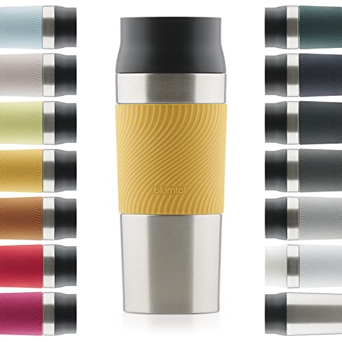 Blumtal Vaso Termo Café para llevar - Termo de café a prueba de fugas, apto para bebidas frías y calientes, con práctico cierre Quick Press, Libre de BPA, Amarillo Mostaza, 350ml