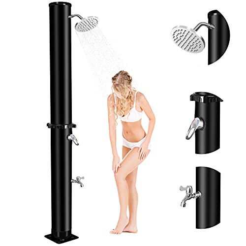 upstartech Ducha Solar Jardín 35L, Ducha Piscina Exterior con 360° Cabeza de Ducha y Grifo, Regulación de Temperatura y Presión