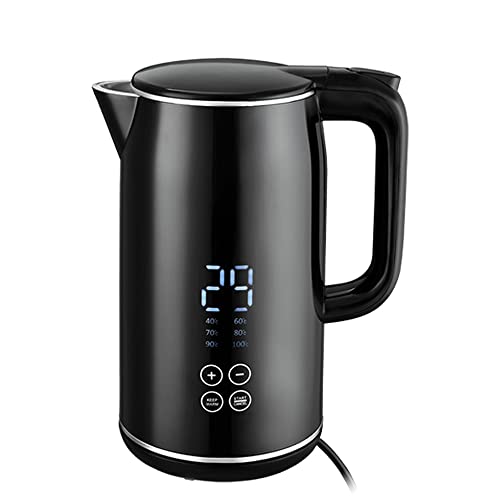 Venga! Hervidor de agua eléctrico, caldera de acero inoxidable de 1,7 L, pantalla digital, temperatura ajustable de 40 a 100°C, negro/plata, 2200 W, VG JK 3003