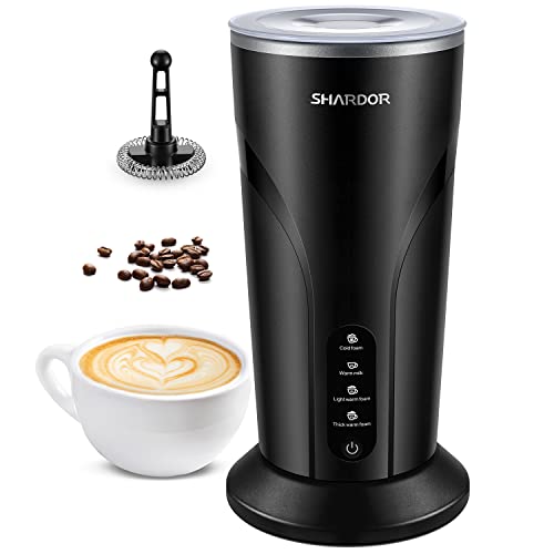 SHARDOR Espumador de Leche Eléctrico 500W, 4 en 1 Batidora de Leche, Fría y Calentar Leche para Café Latte Capuchino Nespresso Chocolate, Con función de Mantenimiento del Calor Durante 30 minutos