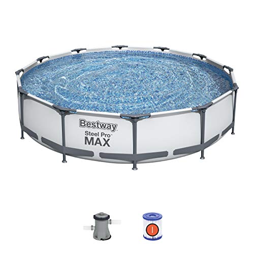 Bestway 56416 - Piscina Desmontable Tubular Steel Pro Max 366x76 cm Depuradora de Cartucho 1.249 litros/hora, Color Multicolor, 150x38x75 cm