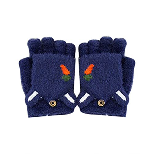 Guantes de calefacción de invierno Guantes USB Felpa Medio dedo Mujer Energía portátil Computadora Guantes de calefacción eléctrica Guantes con tapa Guantes para mujeres Hombres y Termo Gas (Navy, A)