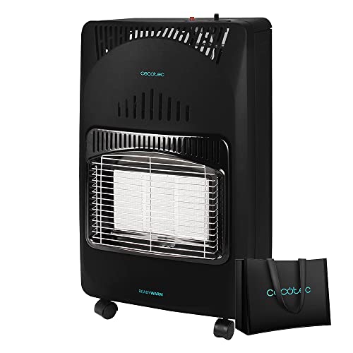 Cecotec Estufa de Gas Butano plegable ReadyWarm 4000 Slim Fold +. 4200 W con 3 Niveles, Bolsa de transporte, 4 ruedas, Bombonas de 15 kg, Encendido piezoeléctrico y Sistema de seguridad