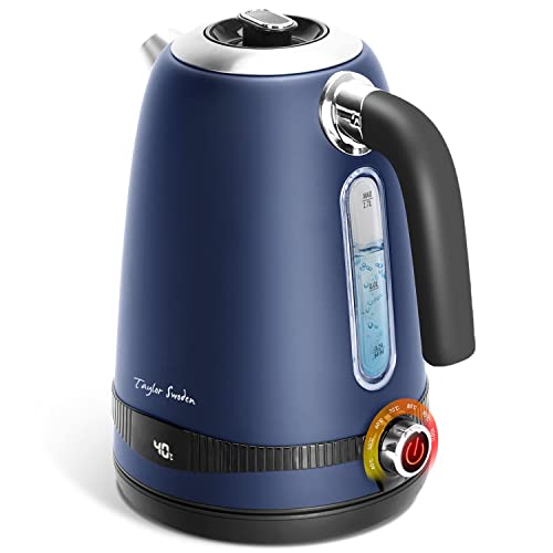 Taylor Swoden Sinbad - Hervidor de agua de 1,7 l, 2200W. Diseño retro, temperatura ajustable, pantalla LED con visualización de temperatura, función mantener temperatura. Libre de BPA, color azul