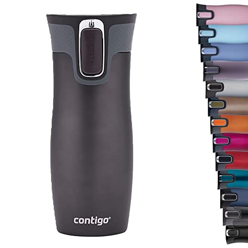 Contigo Vaso Térmico West Loop Autoseal, Termo Café, Taza de Viaje en Acero Inoxidable, Vaso Termo Antigoteo, Copa con Tapa Fácil de Limpiar sin BPA, 470 ml, Gris (Gunmetal), 1 unidad (Paquete de 1)