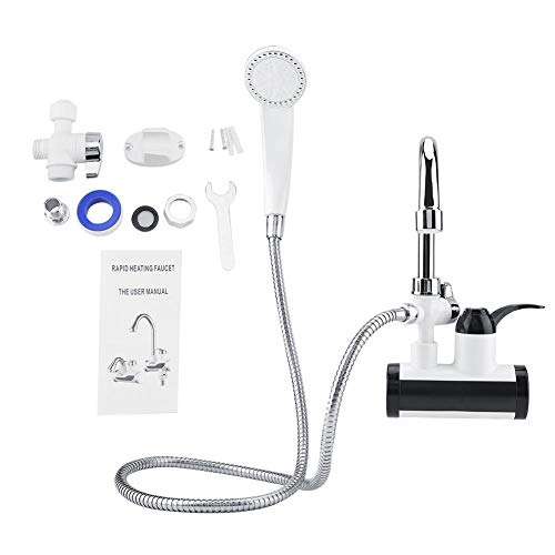 Grifo instantáneo Eléctrico, Haofy Grifo de Agua Caliente y Fría, Calentador Instantáneo Eléctrico con Pantalla Digital LED und Cabezal de Ducha (Entrada del Horizonte)