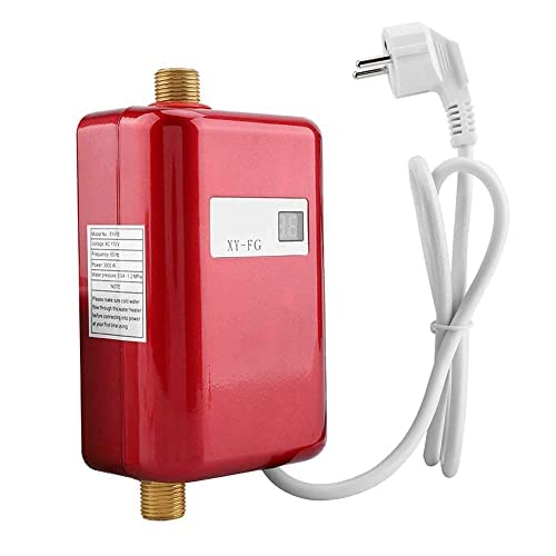 Mini calentador de agua, 3800W 220V Calentador de agua instantáneo eléctrico System de agua caliente de la ducha sin tanque para Cocina Baño(Red)