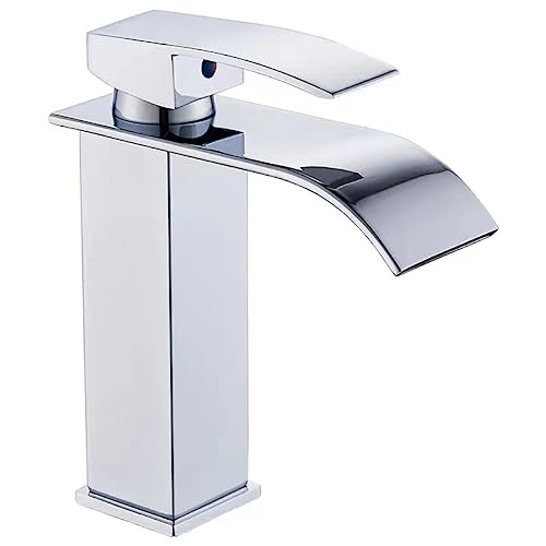 imiiHO 014 Grifo de baño, accesorios de baño, grifo frío y caliente, grifo mezclador de lavabo, grifo con mangueras, acero inoxidable 304 (cromado)