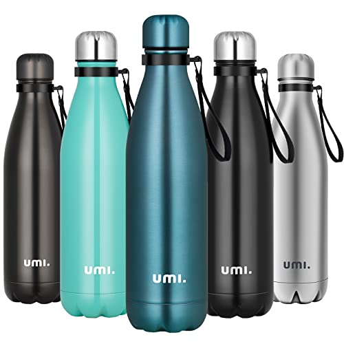 Amazon Brand – Umi Botella de Agua,750ML Acero Inoxidable Botellas Térmicas Mantener 12H Caliente/24 Frío, Sin BPA a Prueba de Fugas, Para Bicicleta, Ciclismo, Gimnasio,Azul Esmerilado
