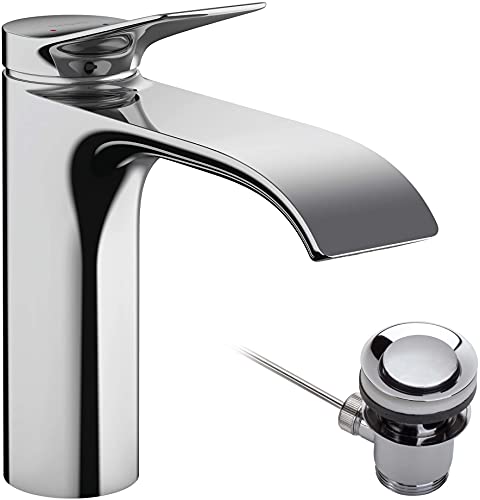 hansgrohe Vivenis Grifo monomando de lavabo 110 con vaciador automático, cromo, 75020000