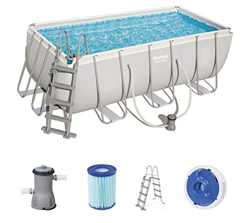 BESTWAY - Piscina Desmontable Tubular Power Steel 412x201x122 cm con Depuradora Cartucho 2.006 L/H y Escalera