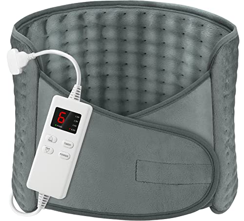 Manta Electrica OneAmg 126X30 cm Esterilla Electrica con 6 Niveles de Temperatura y Apagado Automático Lavable Calentamiento Rápido Almohadilla Eléctrica Lumbar Espalda Cuello Cervical Abdominal Gris