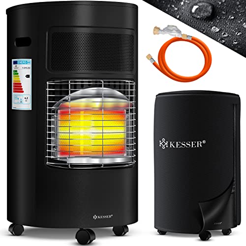 KESSER® Calentador de gas, incluye regulador de presión de gas, manguera de gas + funda protectora – 4200 W de cerámica, calentador de gas, calentador de gas, quemador de cerámica infrarrojo