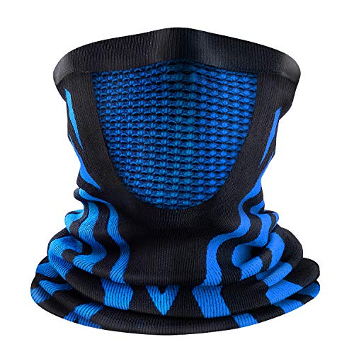 ENONEO largo elástico polar cuello tubo invierno térmico cuello calentador hombres mujeres versátil como media cara caliente diadema gorro gorro calavera gorra para motocicleta esquí snowboard (Azul)