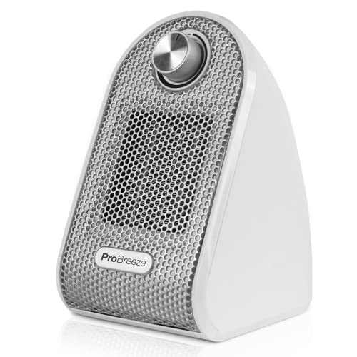 Pro Breeze Mini Calefactor Eléctrico Cerámico 500W con Termostato Ajustable, Bajo Consumo y Protección contra Sobrecalentamiento - Calentador de Cerámica PTC de Sobremesa Escritorios