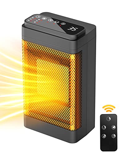 Beatoer Calefactor - 1500W 3 modos de calefacción mando remoto ventilador y calentador eléctrico silencioso y de ahorro de energía calefactor con rotación de 70 grados. (Large)
