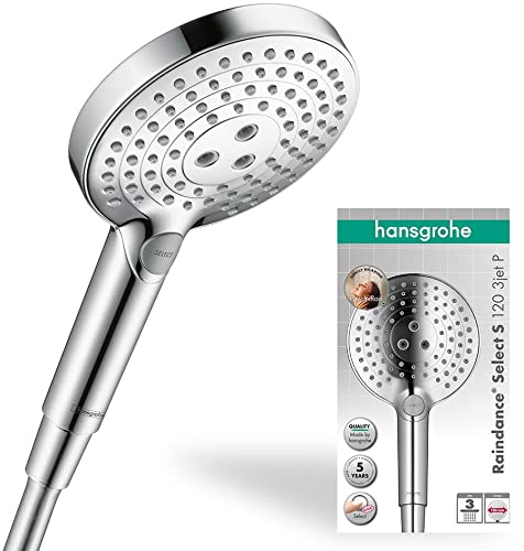 hansgrohe Raindance Select S 120 Ducha de mano, 3 tipos de chorro, con tecnología PowderRain, cromo, 26014000